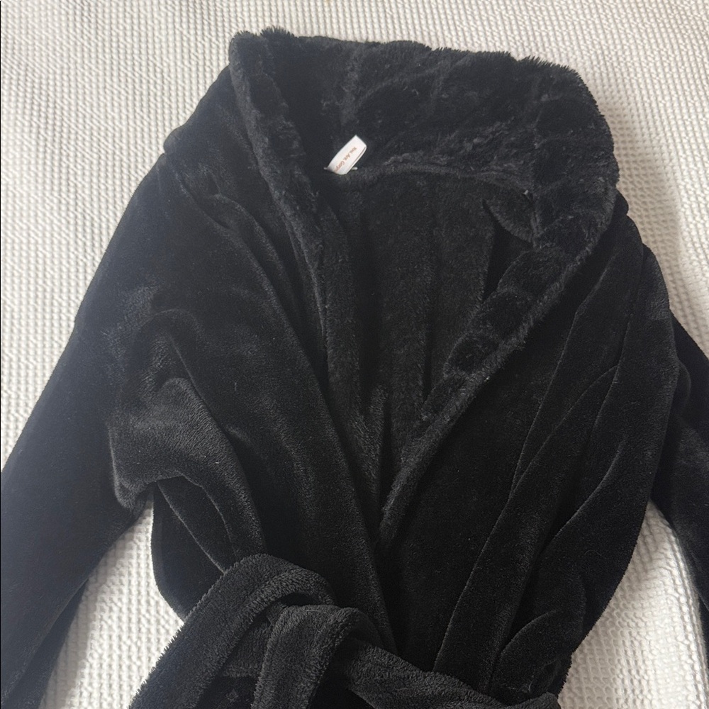 Plush Black Cozy Joyspun Bathrobe - XL (16/18)
